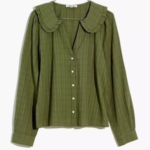 Madewell Ruffle-Collar Button-Up Shirt in Syril Plaid NWT Size 8